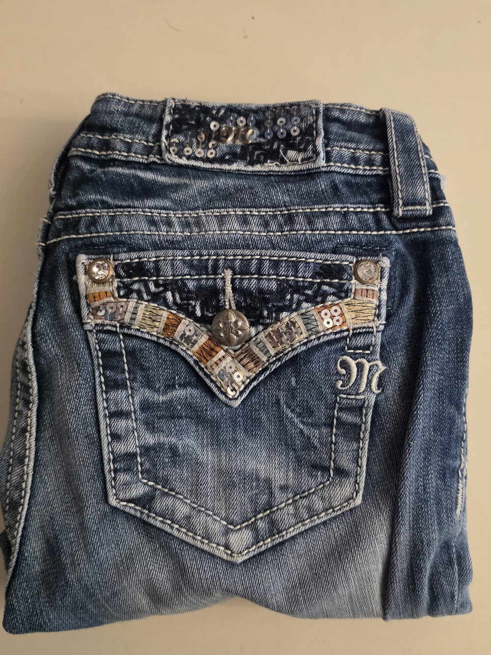 Miss Me Sequin Boot Cut Jeans Size 26